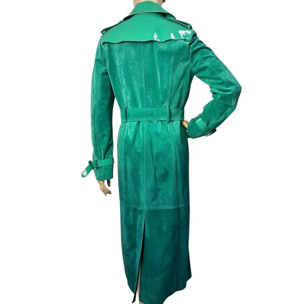 Burberry Prorsum Dégradé Suede Trench Coat Size 42 Pre-owned Green Suede Good - Back View
