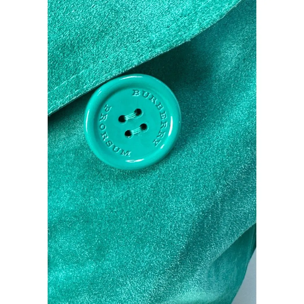 Burberry Prorsum Dégradé Suede Trench Coat Size 42 Pre-owned Green Suede Good - Model View
