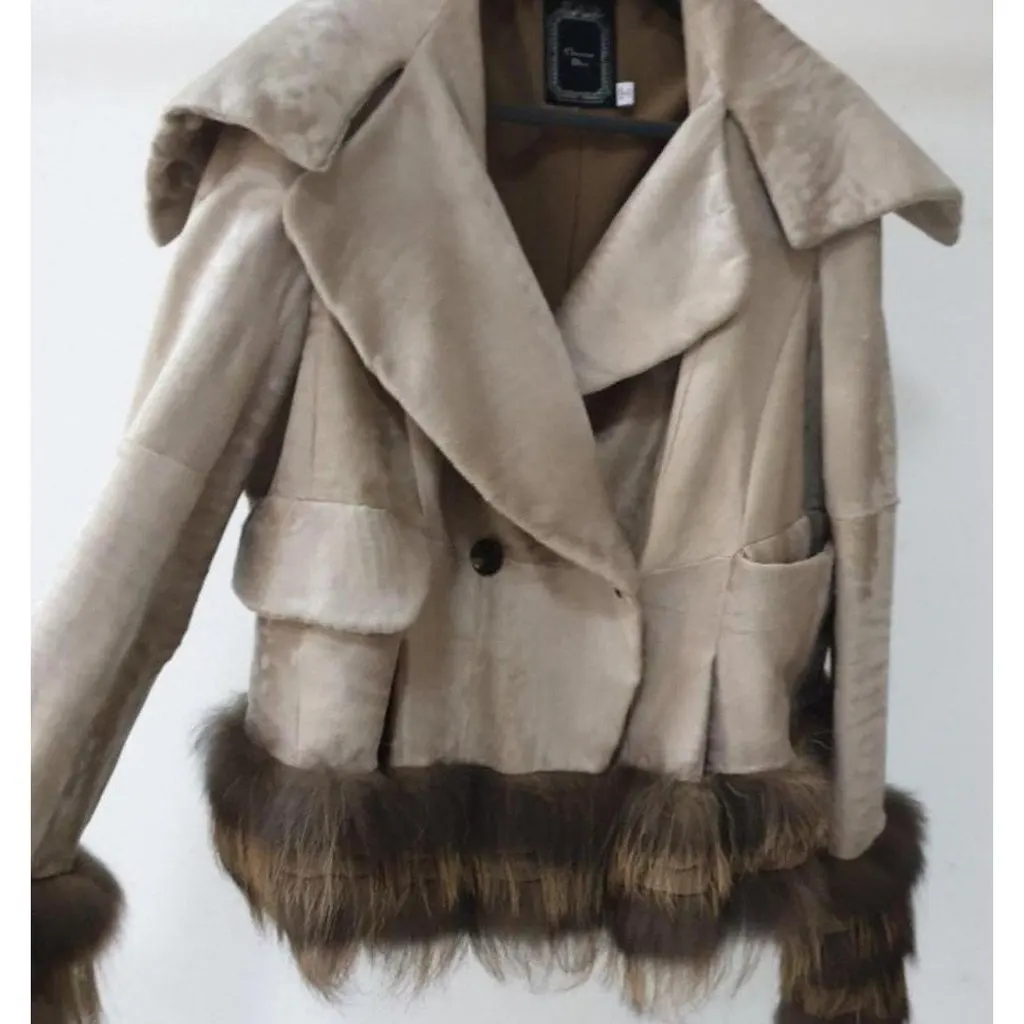 Dior Christian Dior Beige Leather Faux Fox Trimmed Jacket Sz.36 Pre-owned Beige Leather Good - Inside View