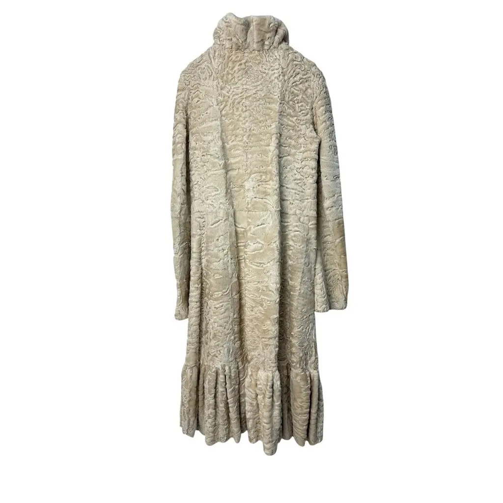 Giambattista Valli Karakul Fur Ruffle Trim Coat Sz.38 Pre-owned Beige Good - Inside View