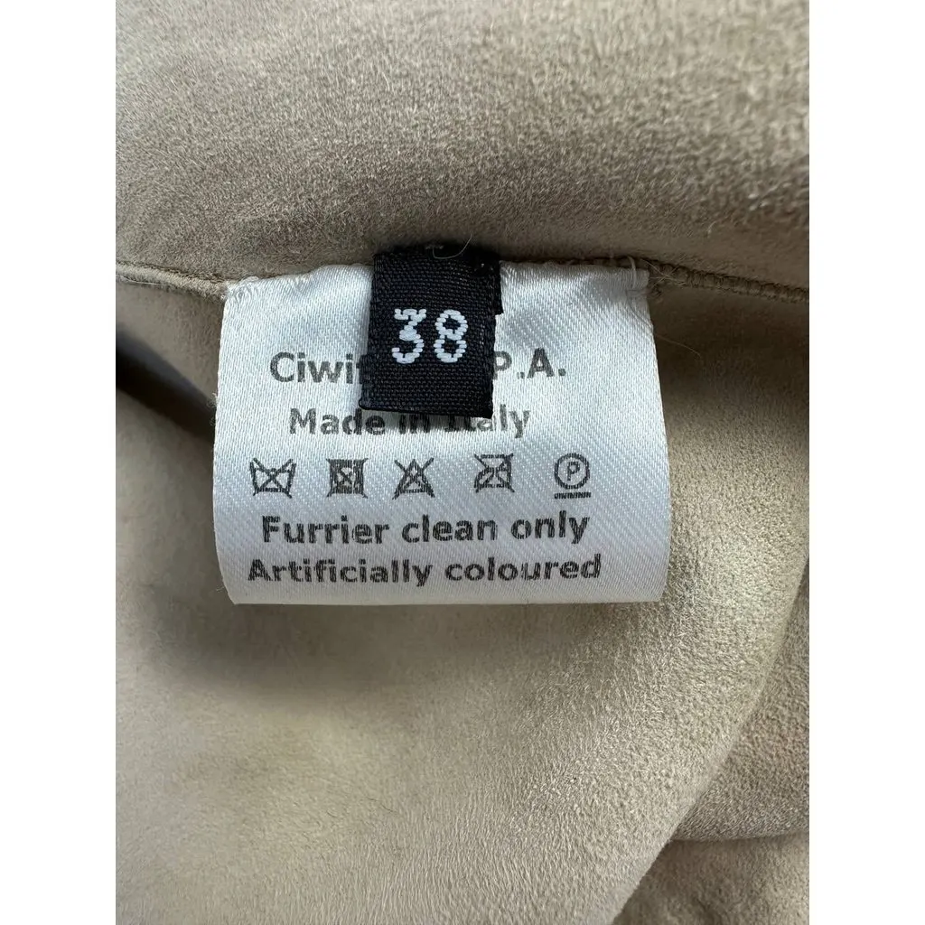 Giambattista Valli Karakul Fur Ruffle Trim Coat Sz.38 Pre-owned Beige Good - Model View