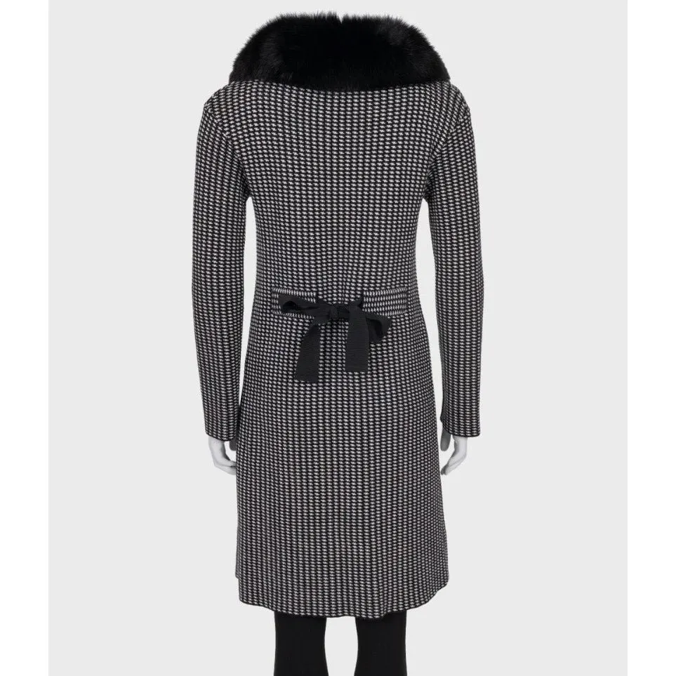 Dior Christian Dior Black & White Wool & Faux Fur Coat Sz. S Pre-owned Black Wool Good - Inside View