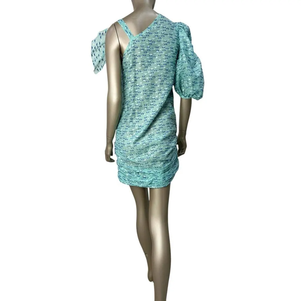 Unsigned Nadya Dzyak Turquoise Bow Decorative Rings Mini Dress Sz.38 Pre-owned Silver Good - Back View