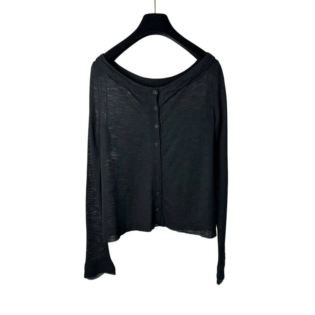 Chanel 2011 Black Viscone Top Sz.36 Pre-owned Black Good - Inside View
