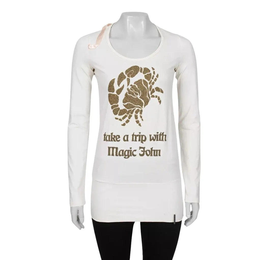 Galliano Rare Galliano White Longsleeve Sweater Tunic - Size S Pre-owned White Good - Front View