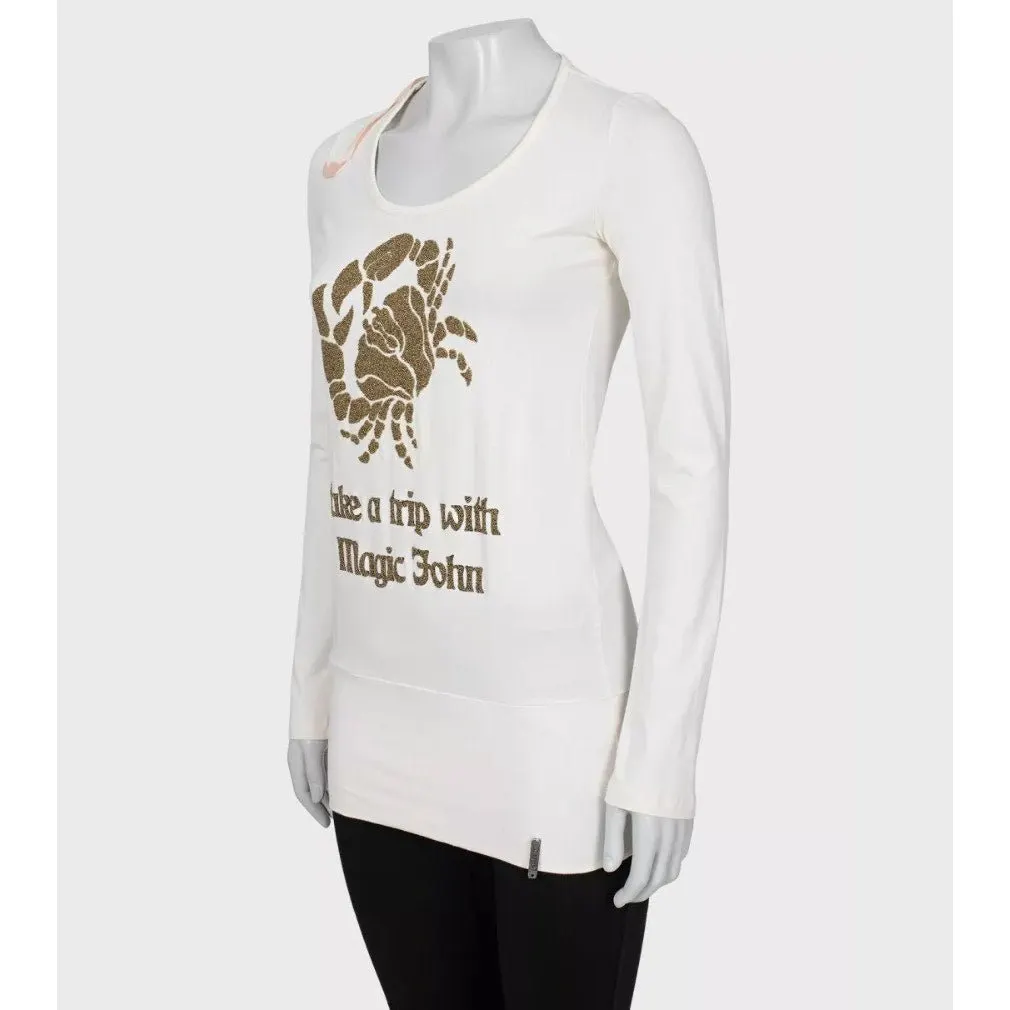 Galliano Rare Galliano White Longsleeve Sweater Tunic - Size S Pre-owned White Good - Back View
