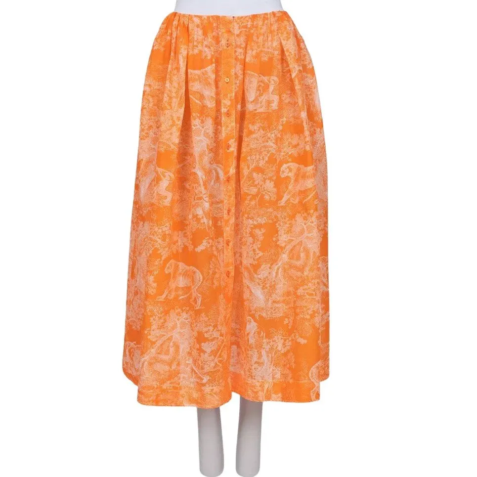 Dior Christian Dior Orange Printed Voluminous Skirt Sz.XS pre-owned Orange Good - Front View