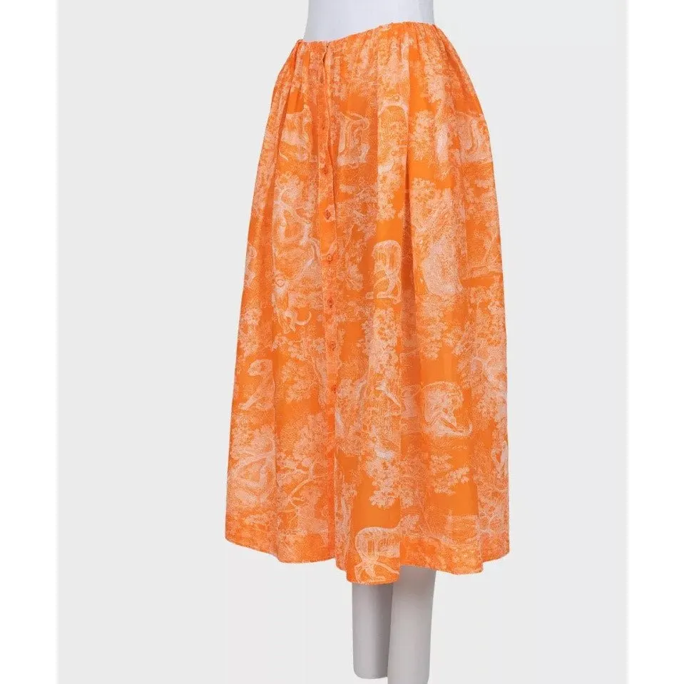 Dior Christian Dior Orange Printed Voluminous Skirt  Sz.XS pre-owned Orange Good - Back View