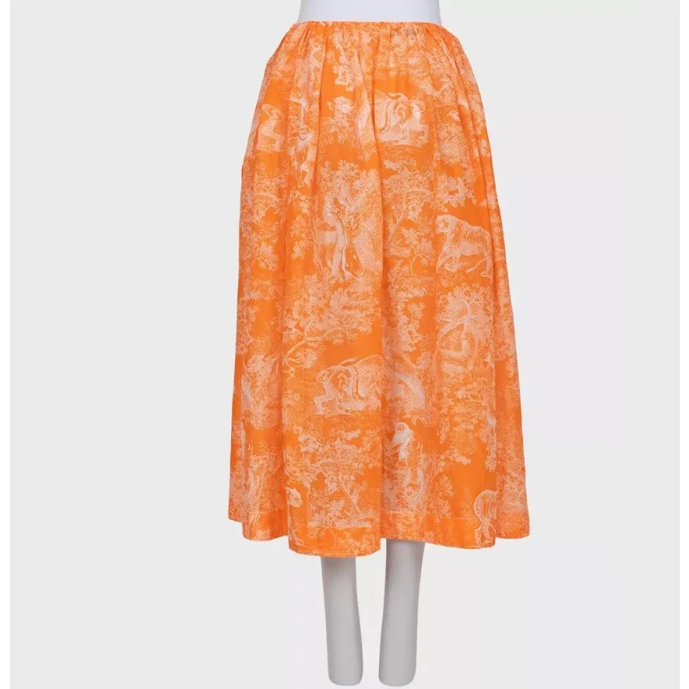Dior Christian Dior Orange Printed Voluminous Skirt  Sz.XS pre-owned Orange Good - Inside View