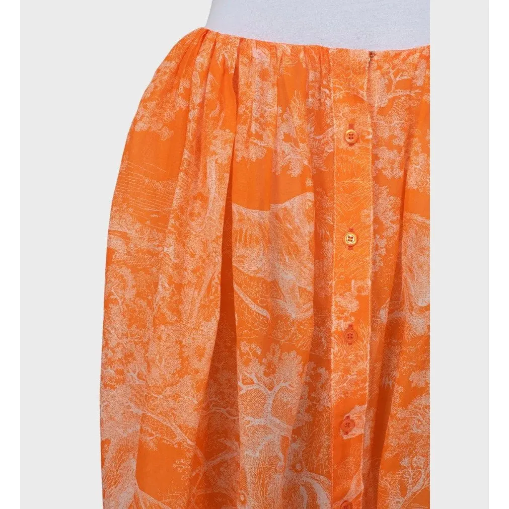Dior Christian Dior Orange Printed Voluminous Skirt  Sz.XS pre-owned Orange Good - Model View