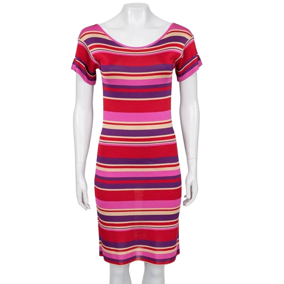Dior Christian Dior Striped Fitted Dress - Size XS (IT38) Pre-owned Red Good - Front View