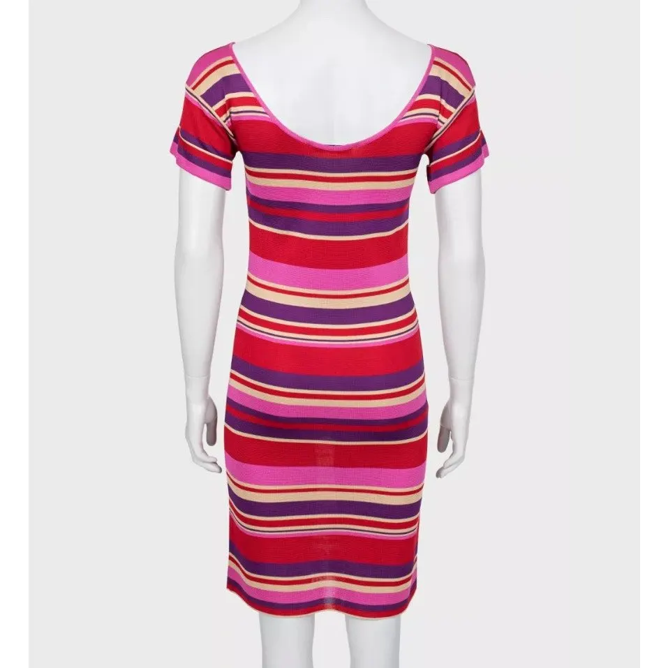 Dior Christian Dior Striped Fitted Dress - Size XS (IT38) Pre-owned Red Good - Inside View
