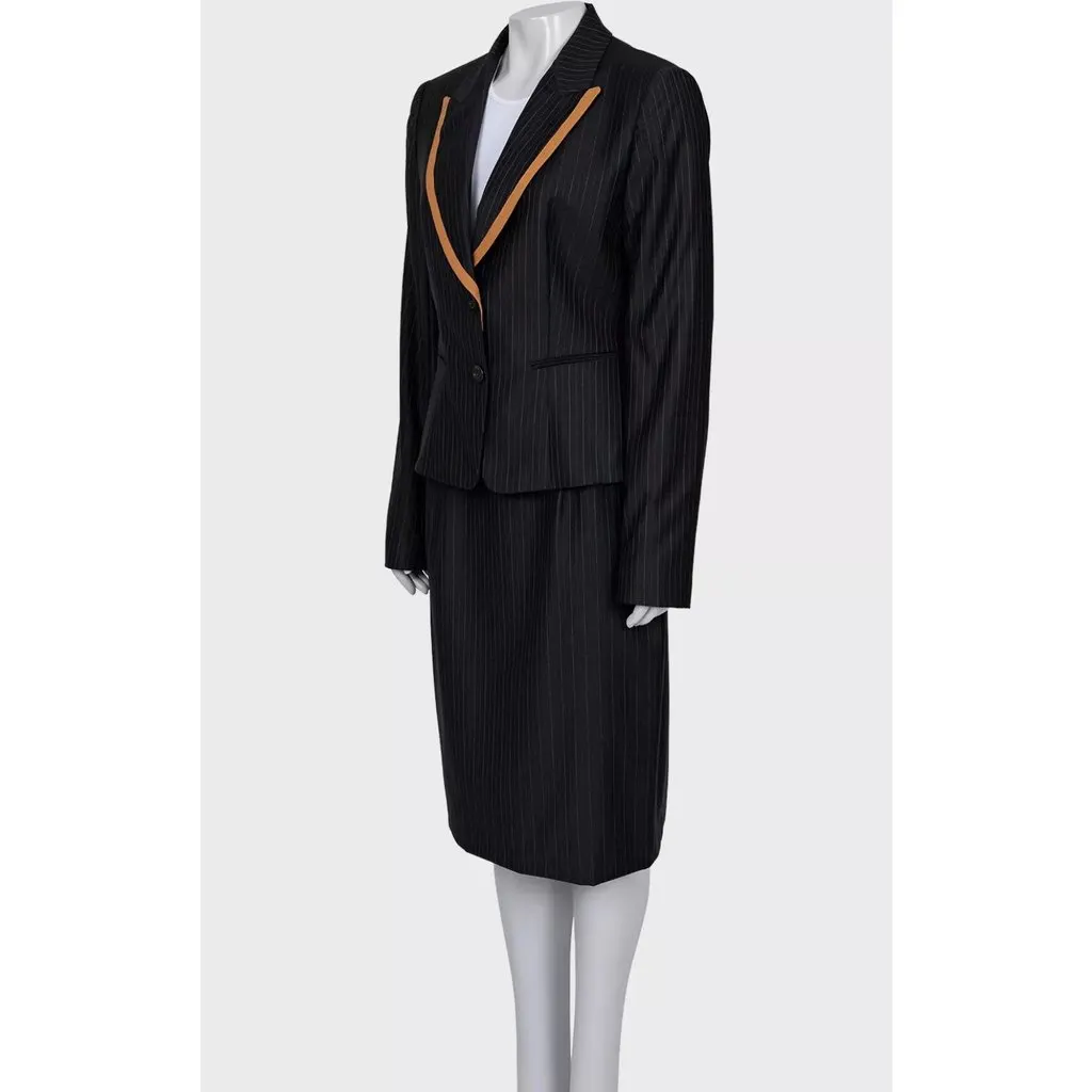 Dior Christian Dior Black Wool Pinstripe Suit Sz. EU 42 / XXLPre-owned Black Wool Good - Back View