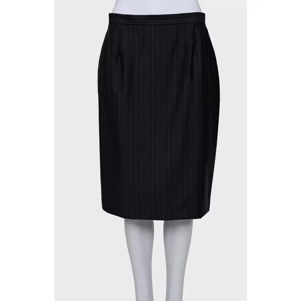 Dior Christian Dior Black Wool Pinstripe Suit Sz. EU 42 / XXLPre-owned Black Wool Good - Model View