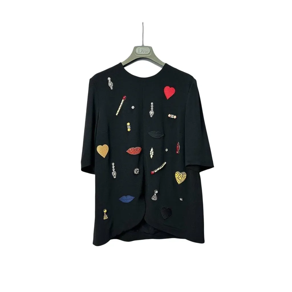 Stella McCartney Embroided Blouse Top Sz.42 Pre-owned Black Good - Front View