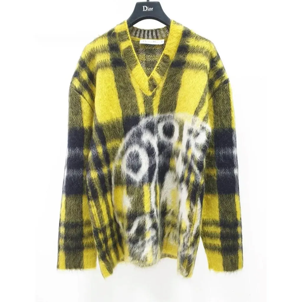 Dior Christian Dior 2022 Runway Plaid Mohair Sweater - Sz 36 Pre-owned Red Good - Front View