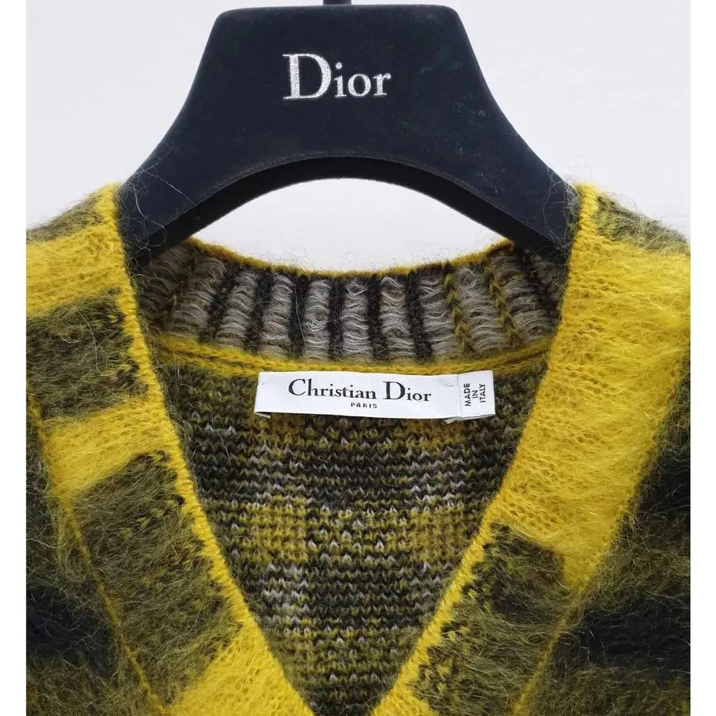 Dior Christian Dior 2022 Runway Plaid Mohair Sweater - Sz 36 Pre-owned Red Good - Back View
