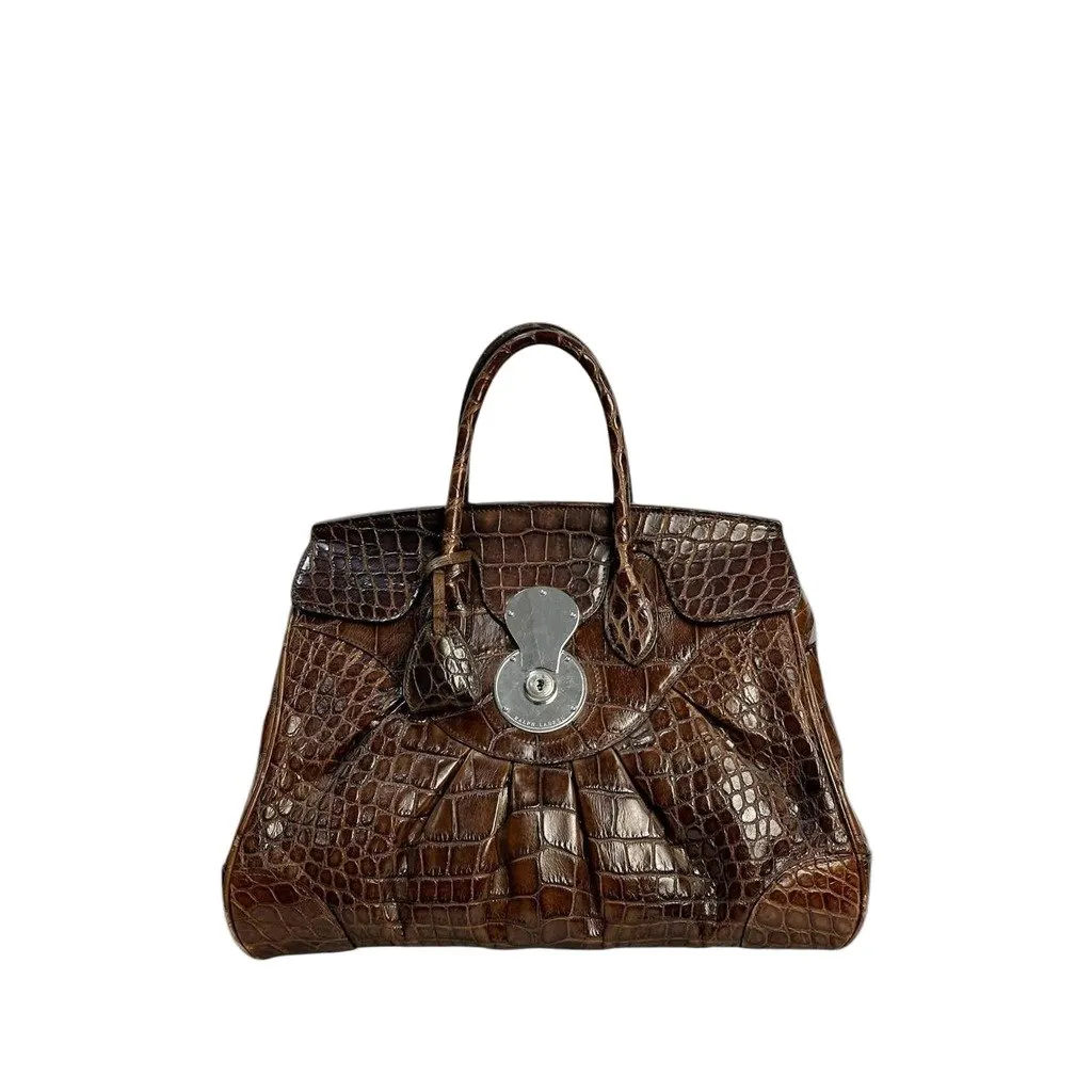 Ralph Lauren Ricky 33 Top Handle Bag Pre-owned Brown Leather Good - Front View