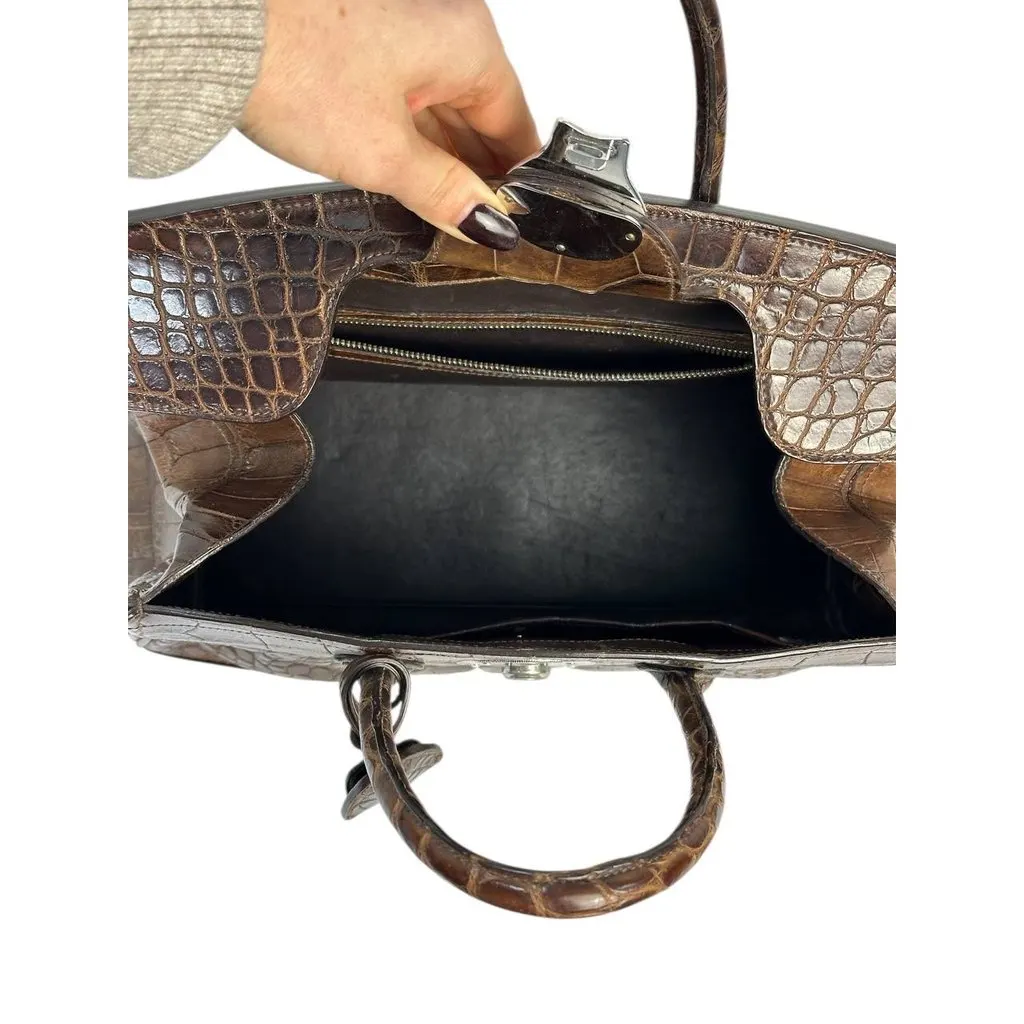Ralph Lauren Ricky 33 Top Handle Bag Pre-owned Brown Leather Good - Box View