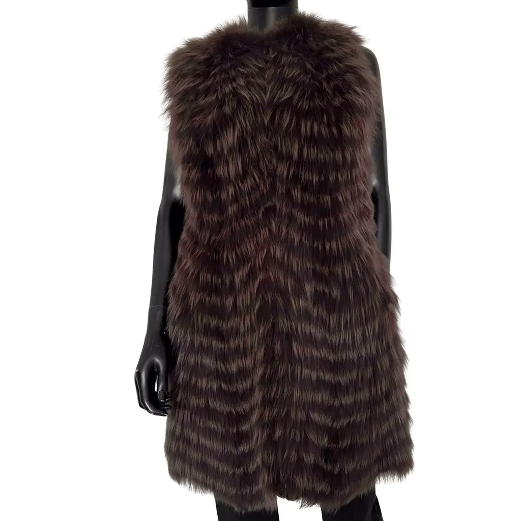Dior Christian Dior Sleeveless Faux Fur Coat Size 38 - Excellent pre-owned Black Good - Front View