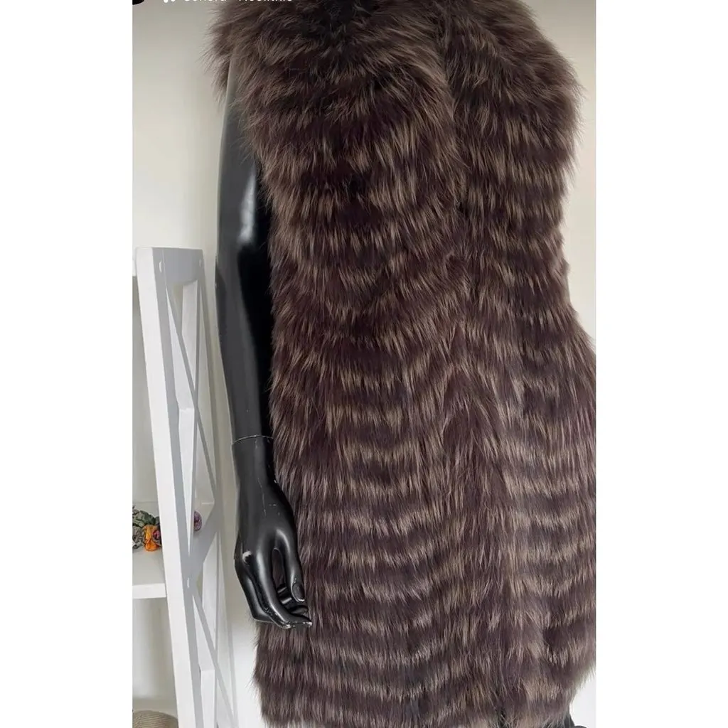 Dior Christian Dior Sleeveless Faux Fur Coat Size 38 - Excellent pre-owned Black Good - Back View