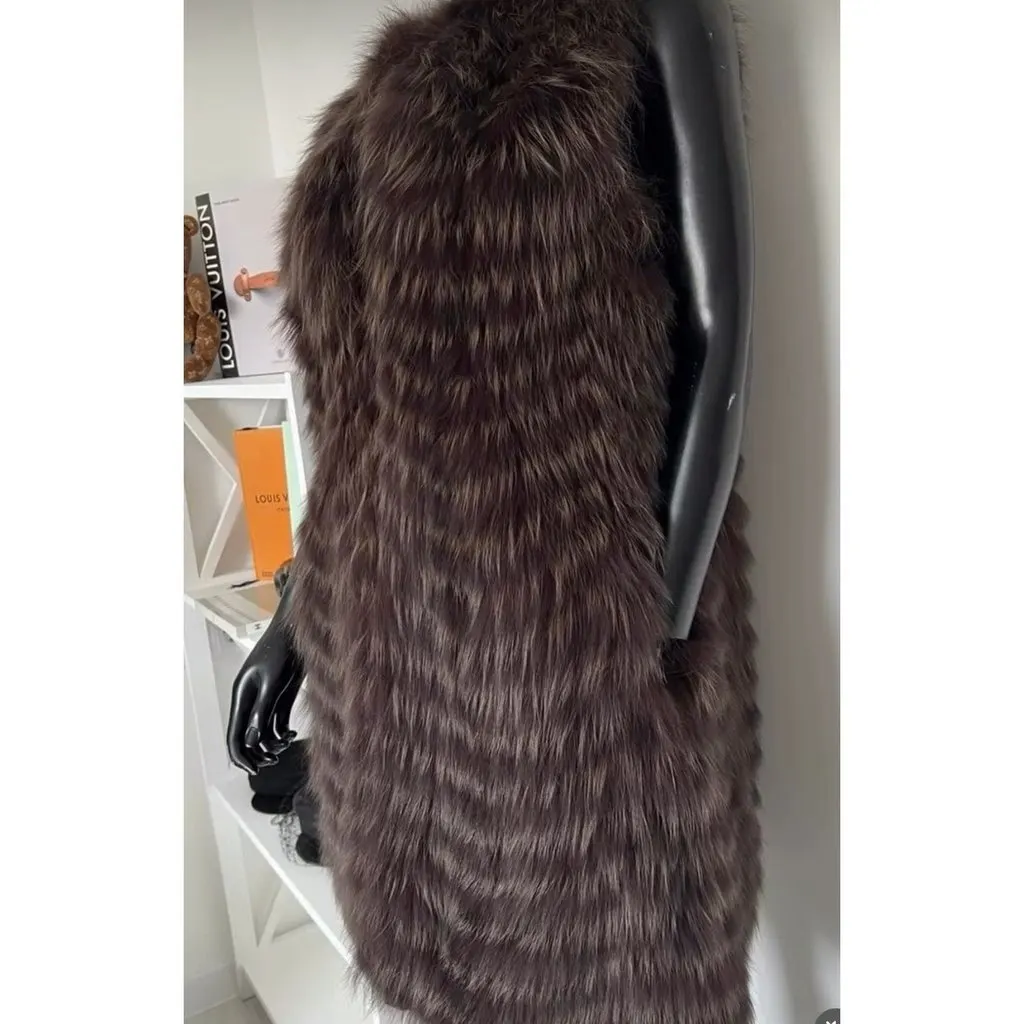 Dior Christian Dior Sleeveless Faux Fur Coat Size 38 - Excellent pre-owned Black Good - Inside View