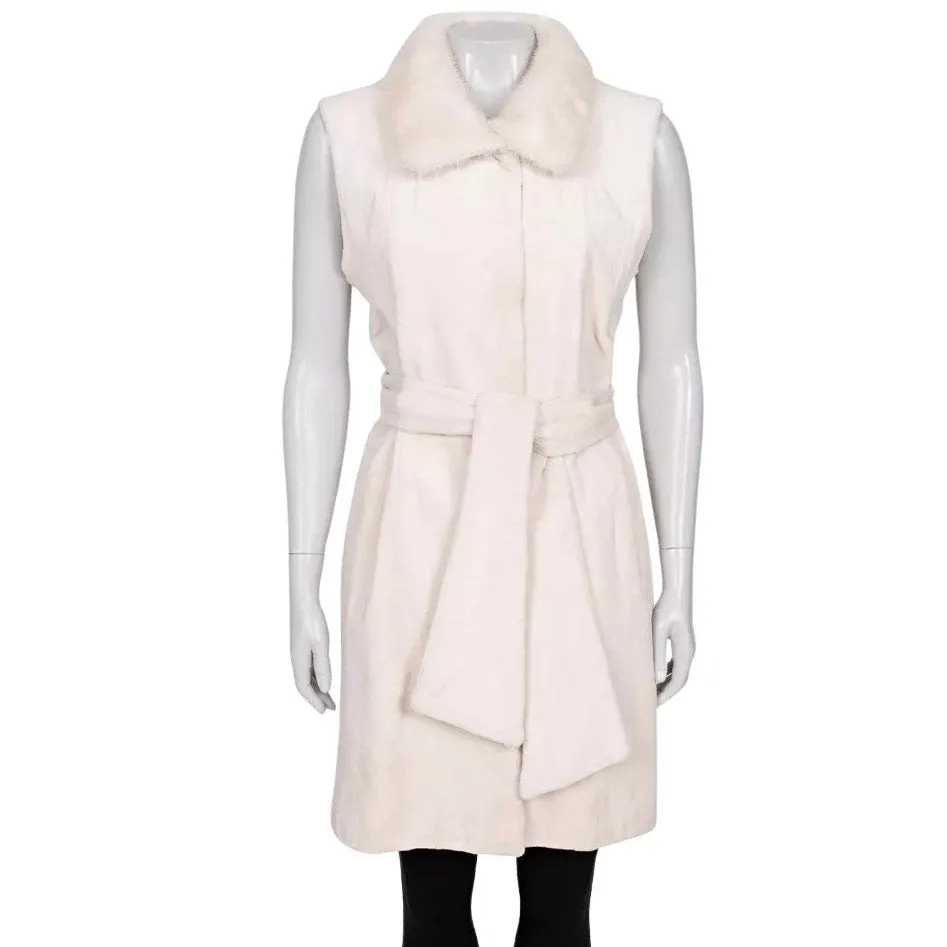 ZILLI Luxury White Vest - Size 40/ L Pre-owned White Silk Good - Front View