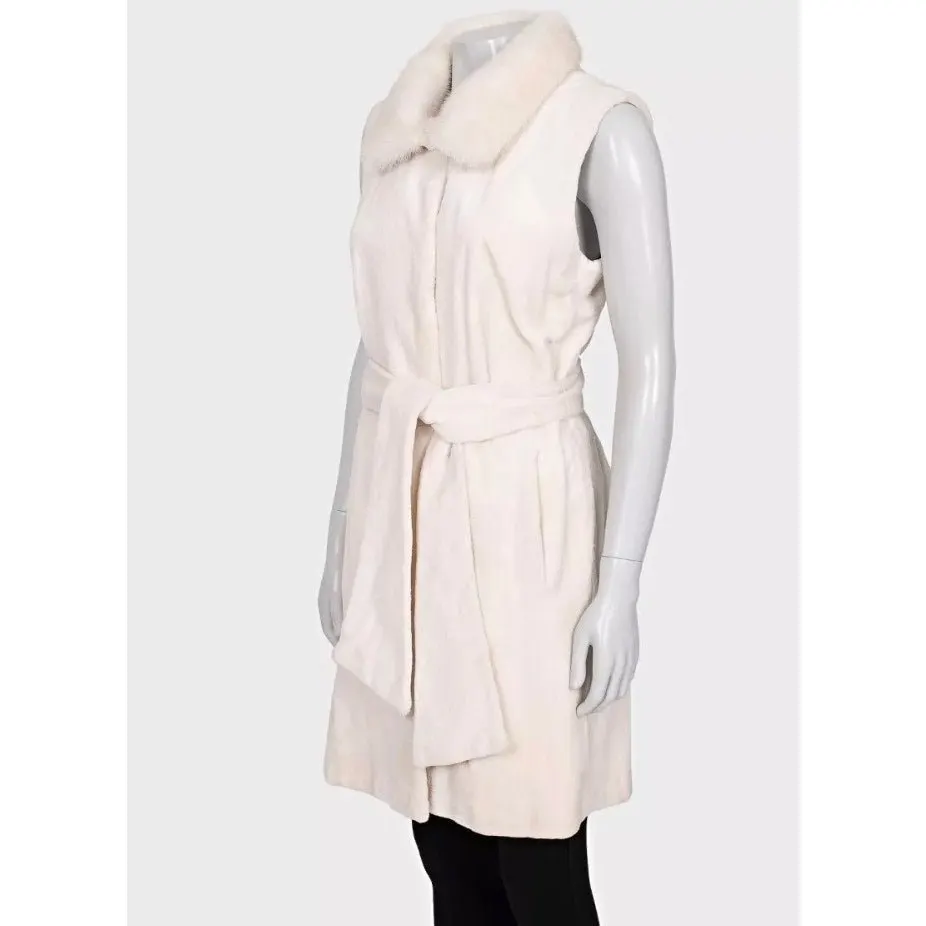 ZILLI Luxury White Vest - Size 40/ L Pre-owned White Silk Good - Back View