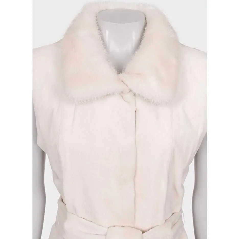 ZILLI Luxury White Vest - Size 40/ L Pre-owned White Silk Good - Model View