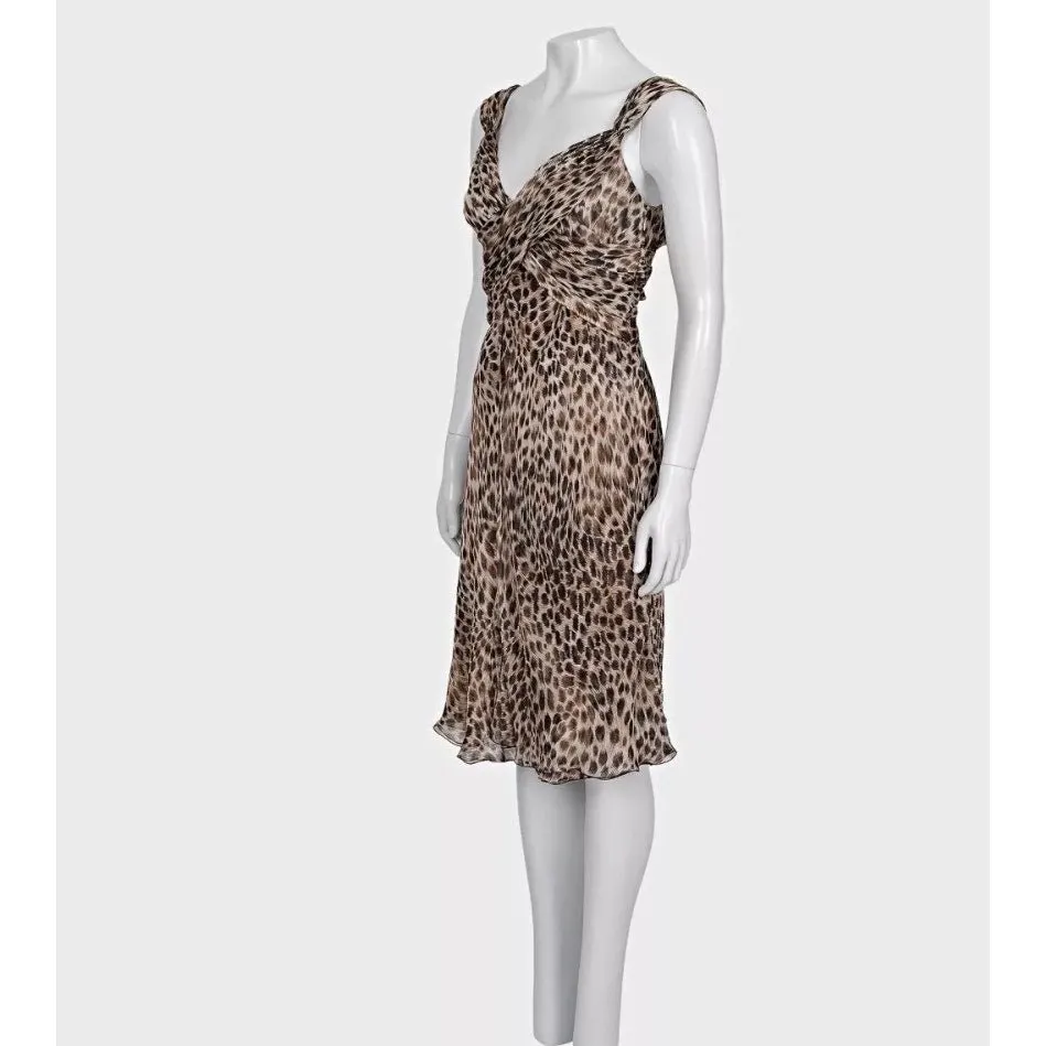 Valentino Valentino Animal Print Silk Dress - UK10 / M Pre-owned Brown Silk Good - Back View