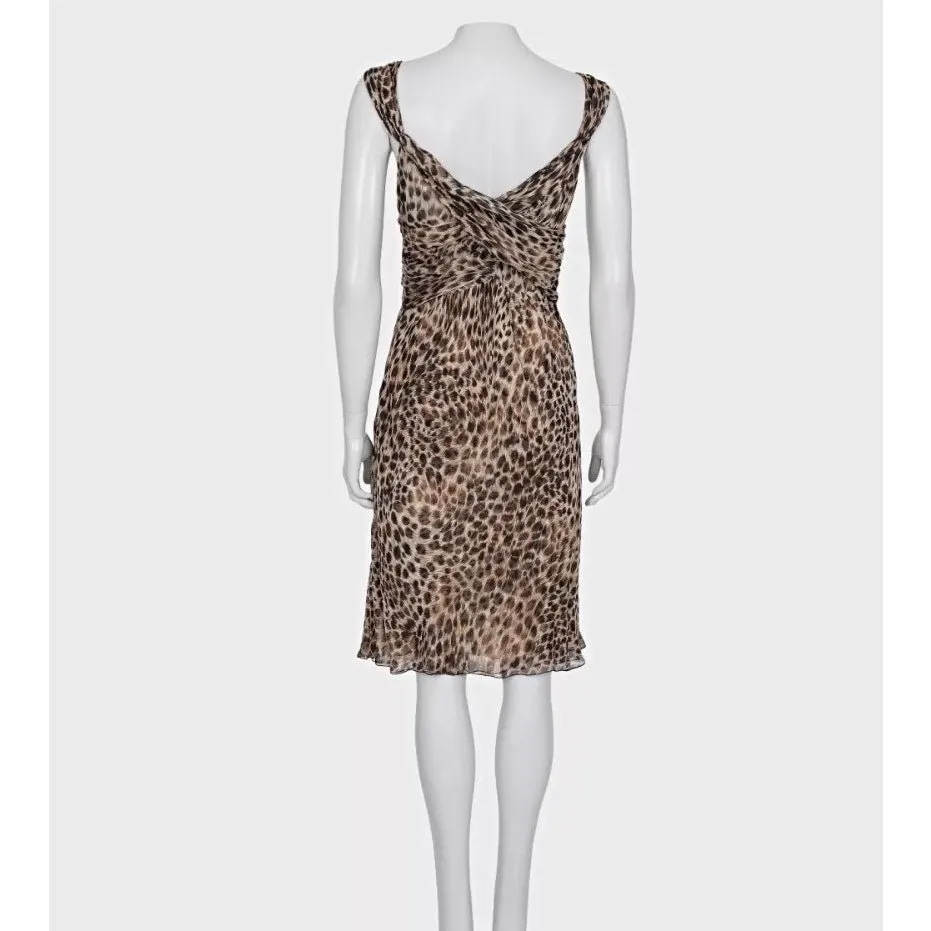 Valentino Valentino Animal Print Silk Dress - UK10 / M Pre-owned Brown Silk Good - Inside View