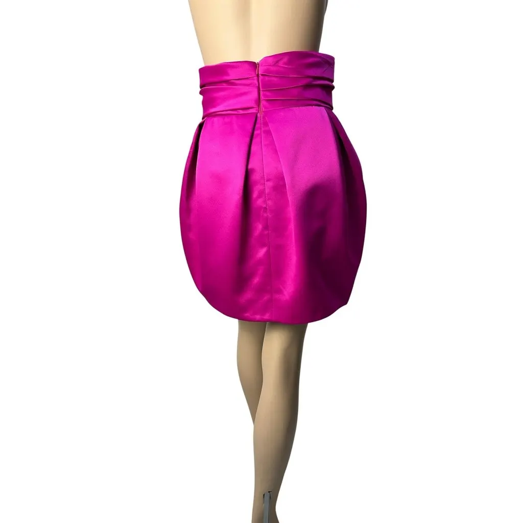 Alexandre Vauthier Satin Fuchsia Mini Skirt Sz.38 Red Satin Good - Back View
