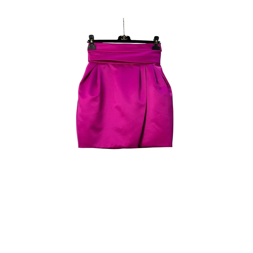 Alexandre Vauthier Satin Fuchsia Mini Skirt Sz.38 Red Satin Good - Inside View
