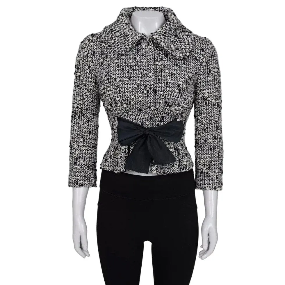 Giambattista Valli Black & White Cropped Wool Coat Sz.40L Pre-owned Black Wool Good - Front View