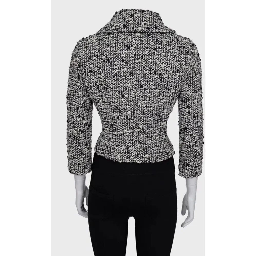 Giambattista Valli Black & White Cropped Wool Coat Sz.40L Pre-owned Black Wool Good - Inside View