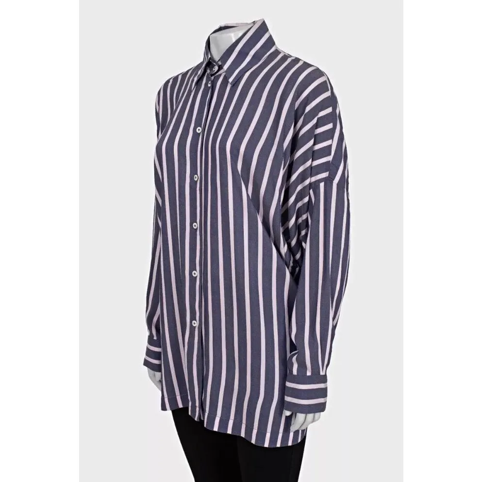 Vivienne Westwood Striped Oversize Viscose Blend Shirt Sz.42/M Pre-owned Purple Silk Good - Back View