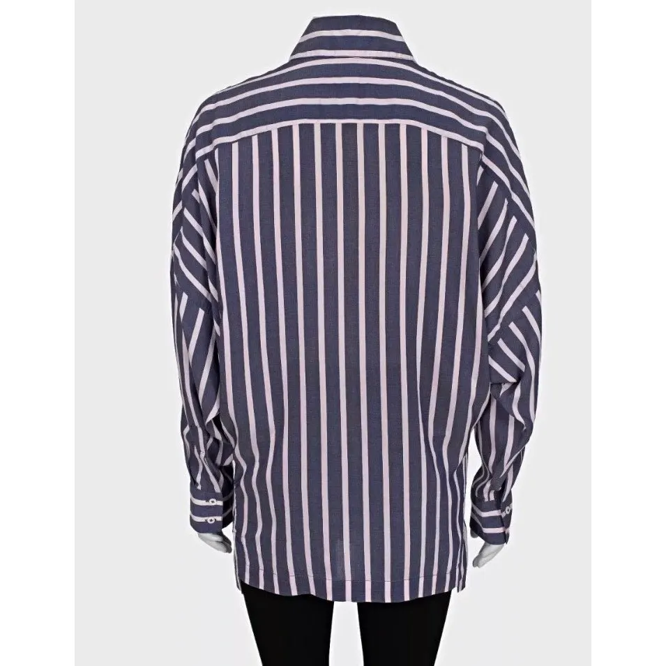Vivienne Westwood Striped Oversize Viscose Blend Shirt Sz.42/M Pre-owned Purple Silk Good - Inside View