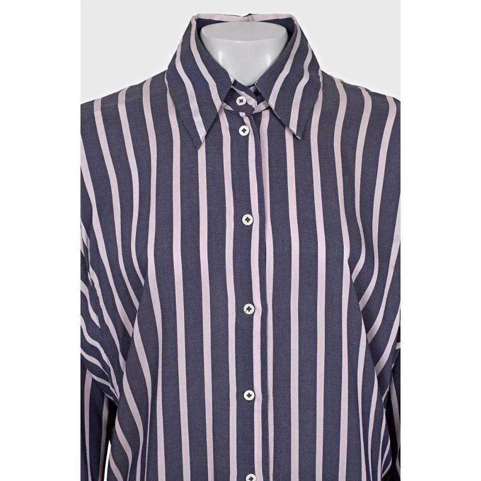 Vivienne Westwood Striped Oversize Viscose Blend Shirt Sz.42/M Pre-owned Purple Silk Good - Model View