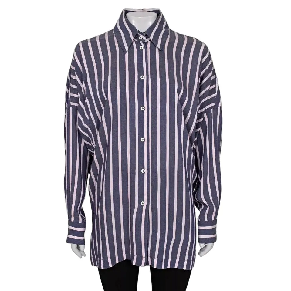 Vivienne Westwood Striped Oversize Viscose Blend Shirt Sz.42/M Pre-owned Purple Silk Good - Front View