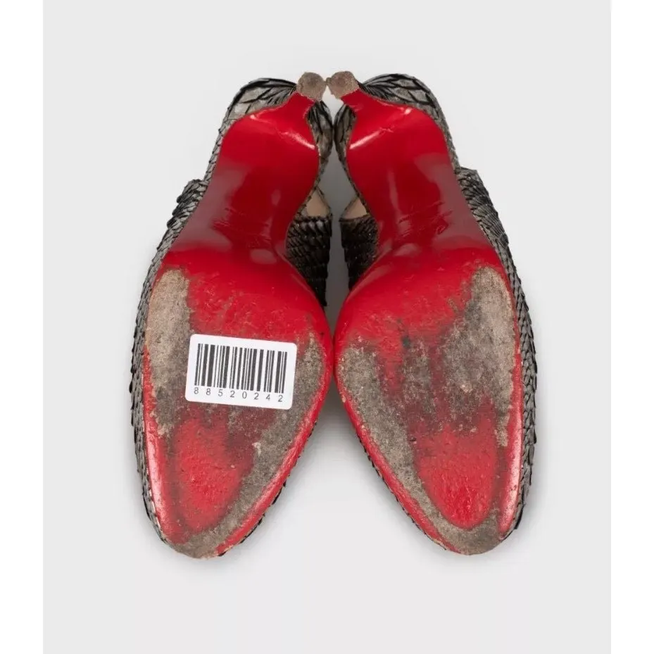 Christian Louboutin Silver lambskin Slingback Heels 37 Pre-owned Silver Leather Good - Box View