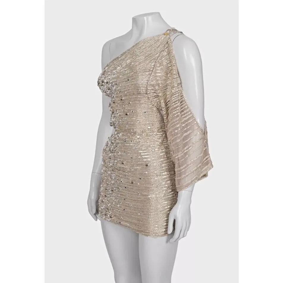 Zuhair murad Silver Beaded Cocktail Dress - Size S Pre-owned Silver Silk Good - Back View