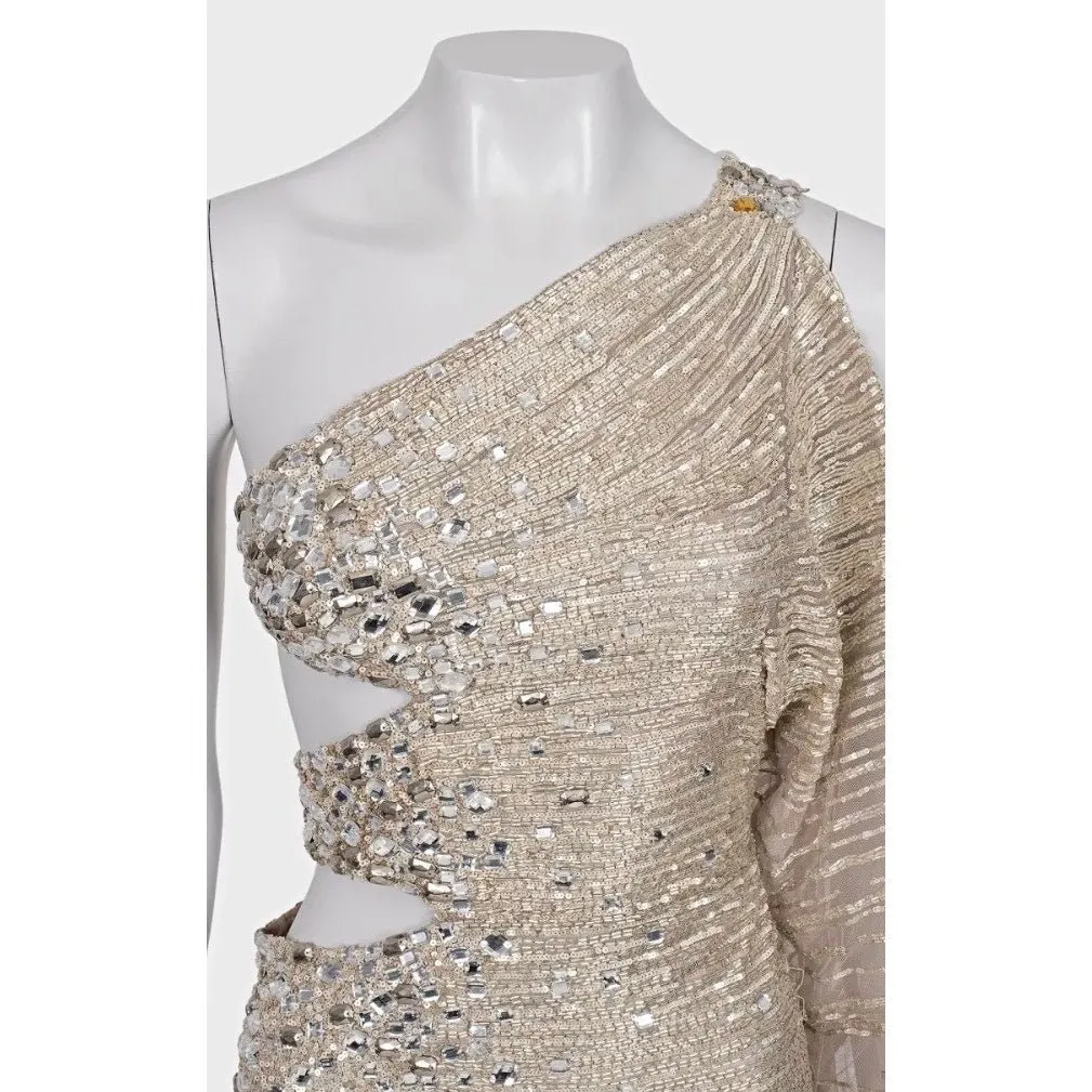 Zuhair murad Silver Beaded Cocktail Dress - Size S Pre-owned Silver Silk Good - Model View