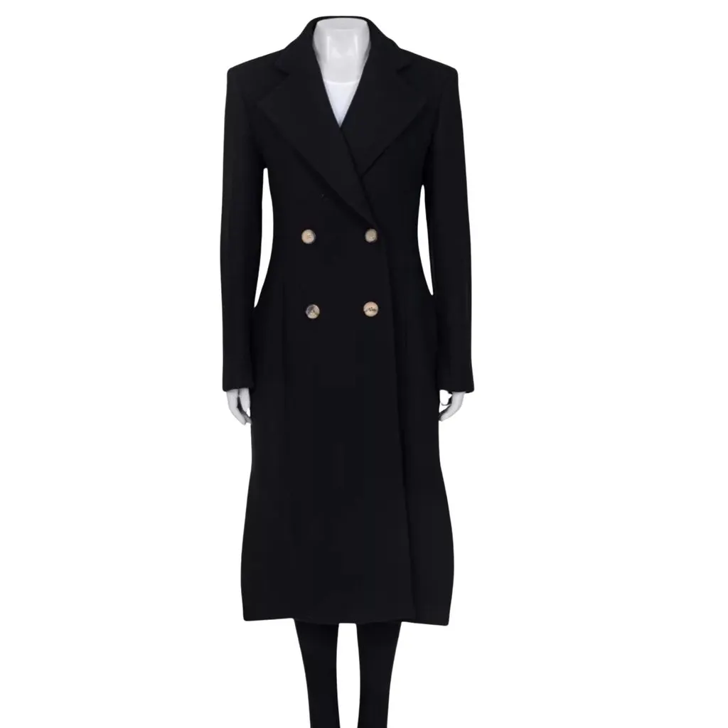 Khaite Black Wool Coat - US 4 / S Pre-owned Black Wool Good - Front View