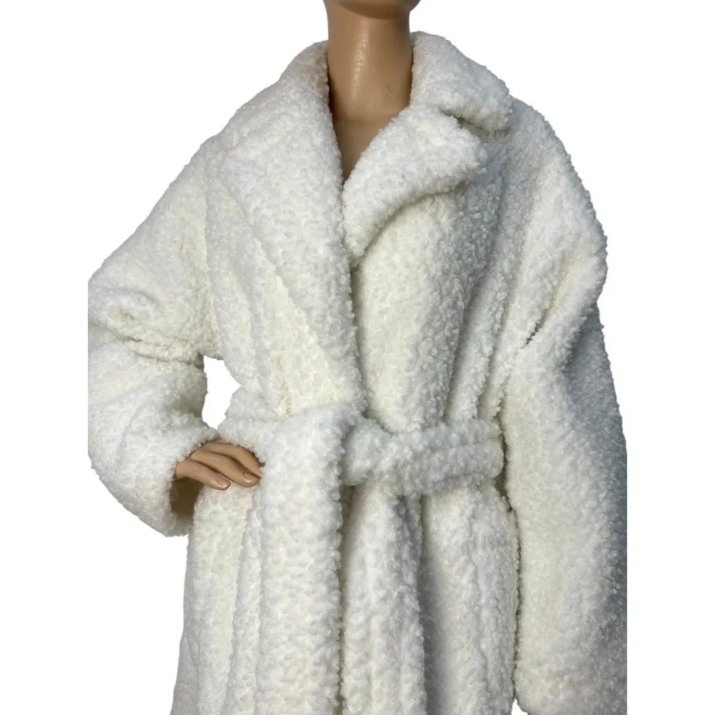 Unsigned Stand Studio Teddy Faux Fur Coat - Size 38 Pre-owned Beige Good - Inside View