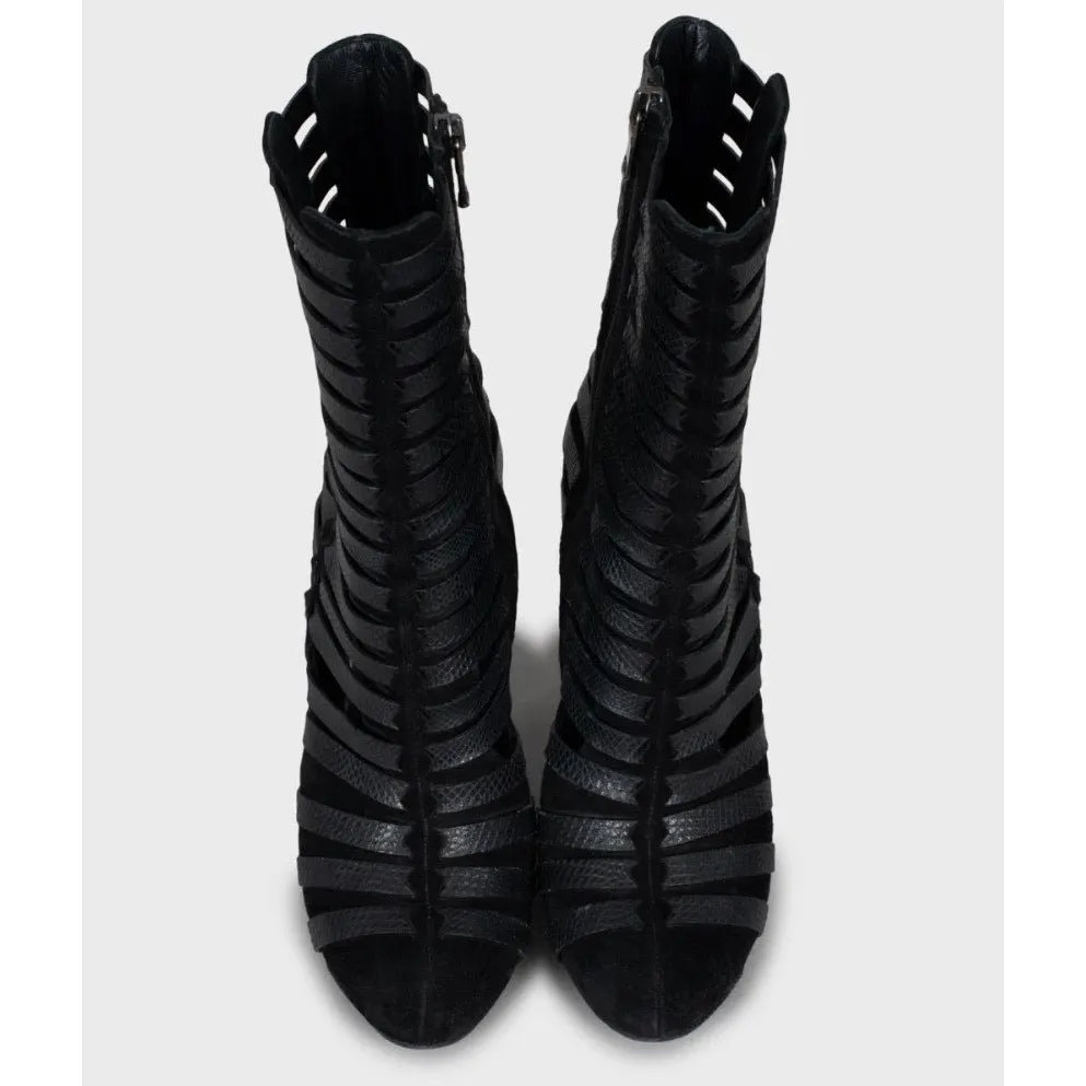 Bottega Veneta Black Suede Ankle Boots - Size 37 Pe-owned Black Suede Good - Back View
