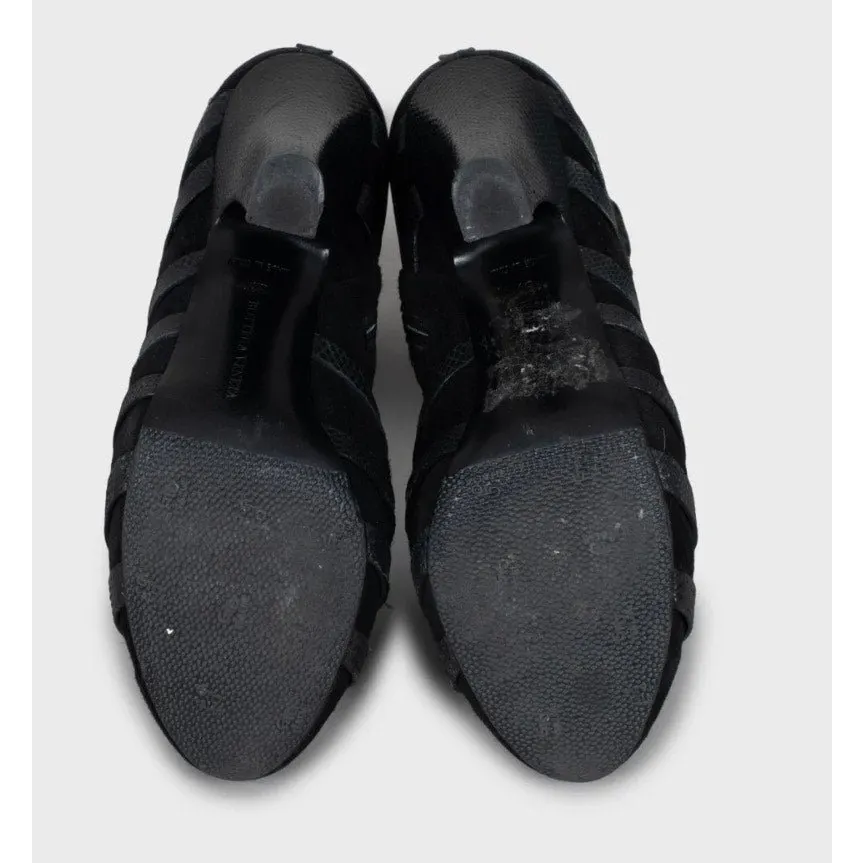 Bottega Veneta Black Suede Ankle Boots - Size 37 Pe-owned Black Suede Good - Box View