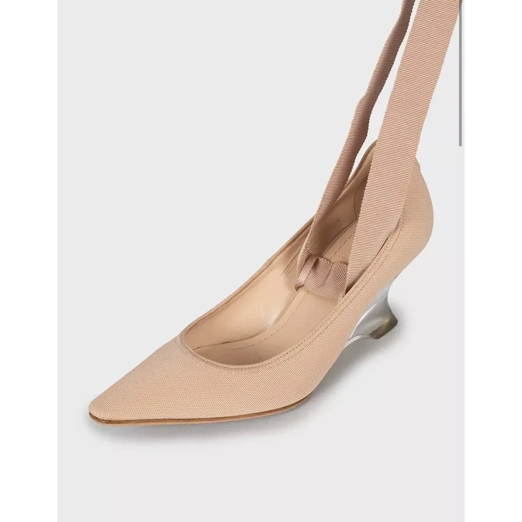 Dior Christian Dior Beige Lace-Up Heels Size 35.5 Pre-owned Beige Lace Good - Inside View