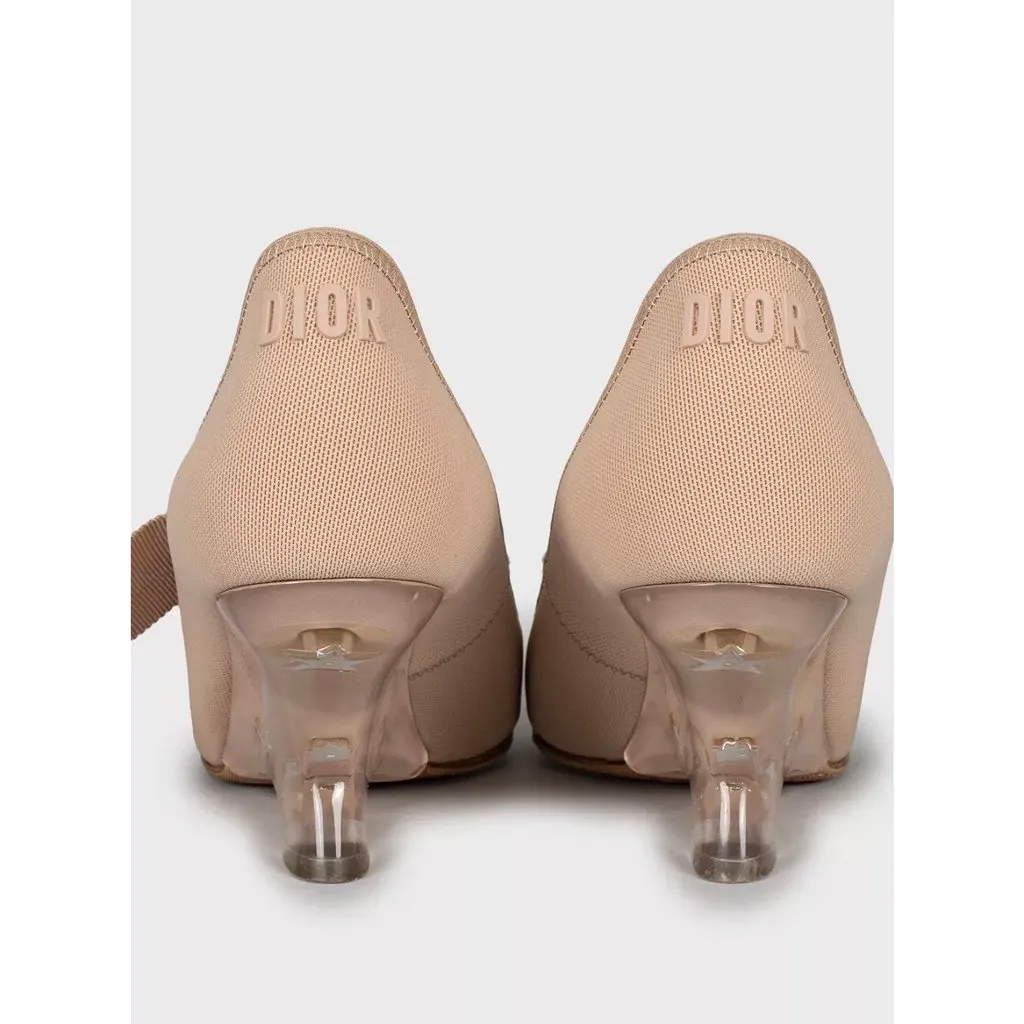 Dior Christian Dior Beige Lace-Up Heels Size 35.5 Pre-owned Beige Lace Good - Model View