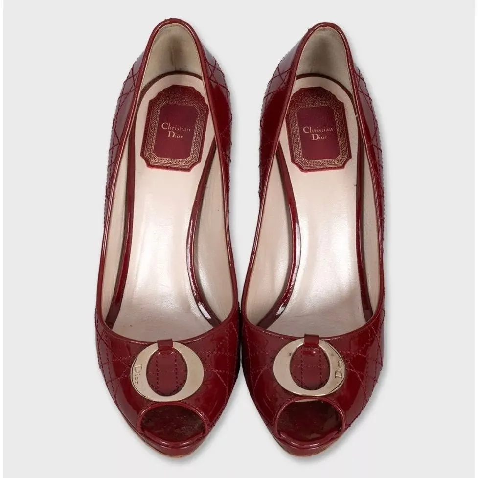 Dior Christian Dior Red Patent Leather Heels - Size 38 pre-owned Red Leather Good - Back View