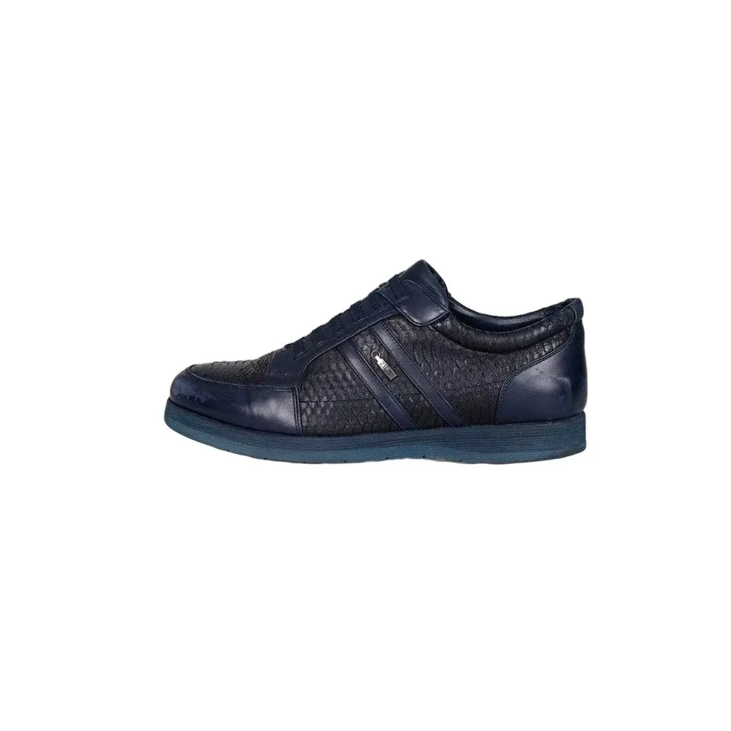 Zilli Blue Lambskin Leather Sneakers EU43.5 Pre-owned Blue Leather Good - Front View
